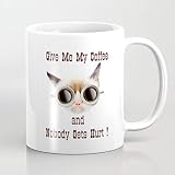 NA Grumpy Coffee Cat Keramik Kaffeebecher Weiß - Lustige Weinbecher - 11OZ Kaffeebecher - Perfekt für Hochzeit, Motteers Tag, Vatertag oder Freunde