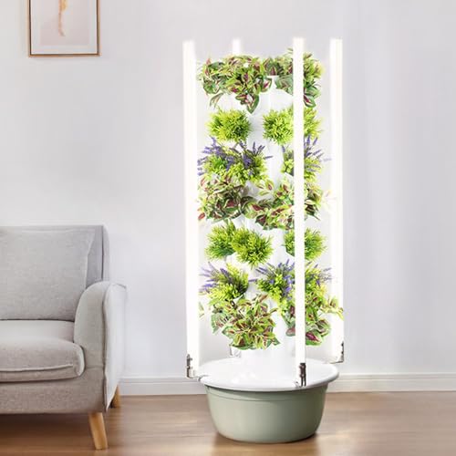 Sistema idroponico per Interni, Giardino Intelligente a LED, Torre Verticale per ortaggi a 9 Livelli per Appassionati di Giardinaggio Domestico, Soluzione salvaspazio per la Coltivazione di