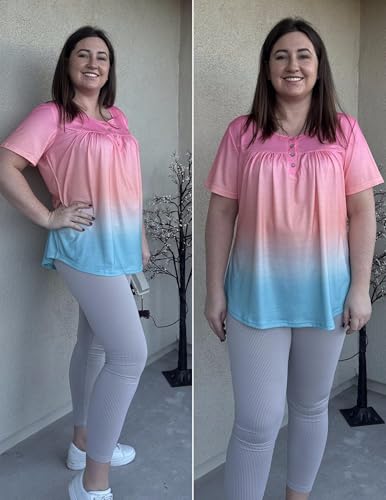 Image of IN'VOLAND Plus Size Tops for Women Short Sleeve Shirts Dressy Casual Tunics