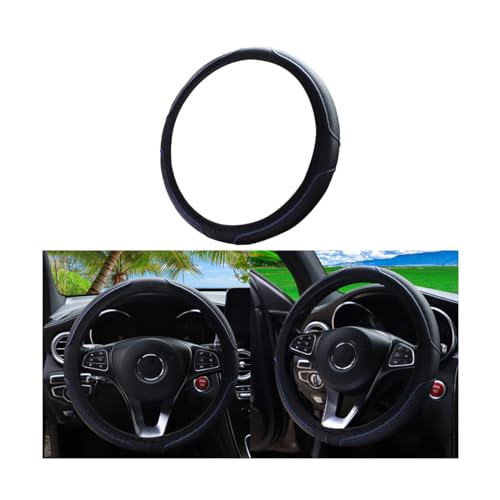 Adunsiaoto Lenkrad Abdeckung Mikrofaser, Heavy Duty Lenkradhülle, Carbon Fiber Auto Lenkrad, Abdeckung Atmungsaktiv Lenkradbezug Faser, Mikrofaser Leder Lenkradhülle Universal Größe(Blau)