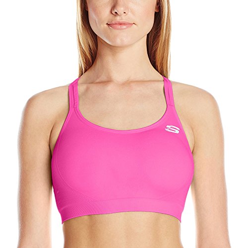 Skechers Active Women's Checkered Texture Seamless Bra, Pink Glow, Large