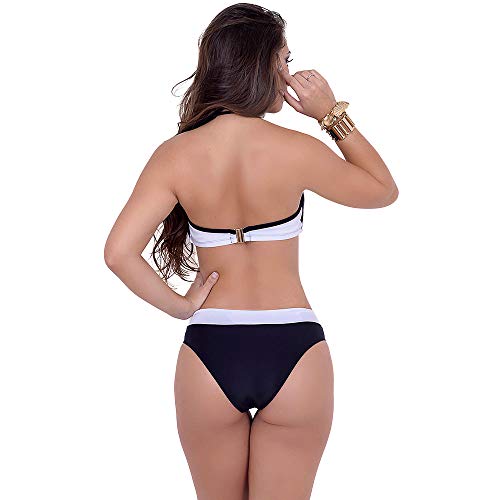Biquíni Meia Taça Cintura Alta Branco e Preto Summer Soul (M)