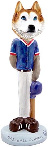 Husky Red & White w/Blue Eyes Baseball Doogie Collectable Figurine