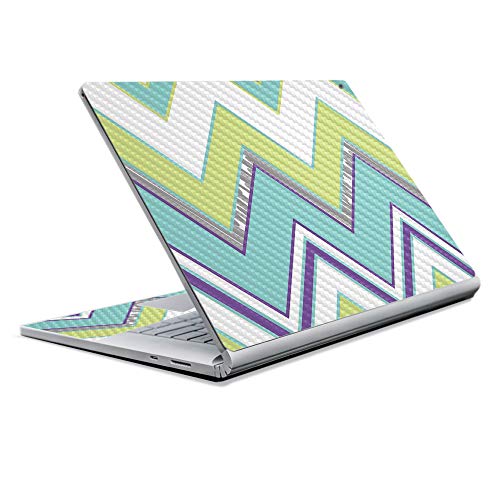Image of MightySkins Carbon Fiber Skin for Microsoft Surface Book 2 13 inch (2017) - Pastel Chevron,Protective, Durable Textured Carbon Fiber Finish,Easy to Apply, Remove, and Change Styles,