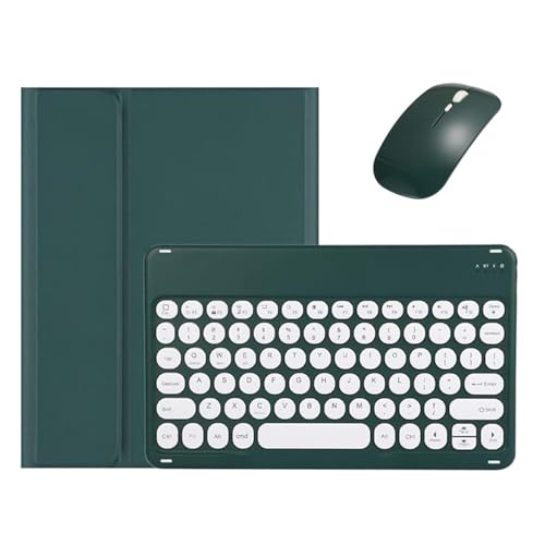 マウス付き Xiaomi Poco Pad 12.1インチキーボードケース 丸型キー 可愛い 女性 Android タブレット シャオミ Redmi Pad Pro ケースマグネット分離式 カラーキーボード,深緑