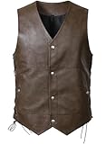 FANARCHER Motorradweste für Herren, Western-Stil, Kunstleder, ärmellos, mit Druckknopf