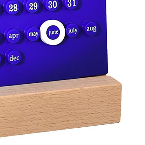 Tnfeeon Wooden Kids Calendar, Kids Perpetual Calendar ABS Wooden for Home (Blue) - Image 3