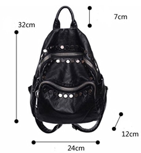 Sacs à bandoulière pour mesdames en cuir lavé style rivets mode et loisirs - 4