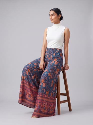 Image of HELLCAT Trousers for Woman | Palazzo Pants | Wide Leg Printed Palazzo | Women Casual Trouser | Korean Trousers