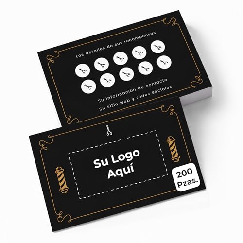Tarjetas de fidelidad personalizadas Cimpress (200 ud.) de papel natural rectangular para barberías