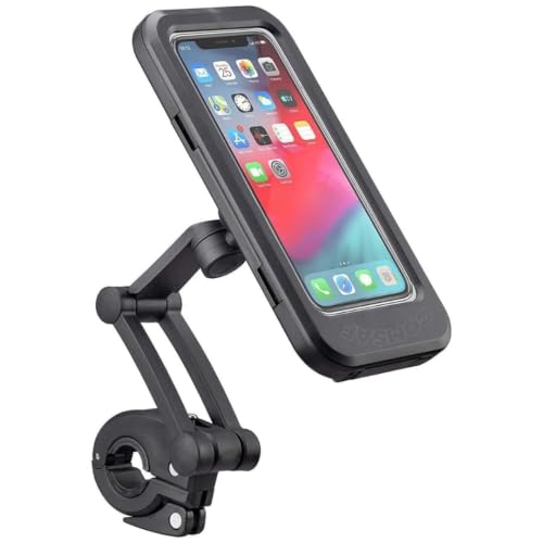 Image of Waterproof Bike Mobile Holder with Aluminum Alloy Base, 360 Rotatable Motorcycle Phone Mount Stand for Handlebar, Rainproof, Anti-Glare Touch-Screen Case for Bicycles, Scooters & Electric Bikes
