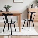 DUHOME Black Wood Dining Chairs Set of 2,Mid Century Wishbone Dining Chairs Oak Wooden Kitchen & Dining Room Chairs