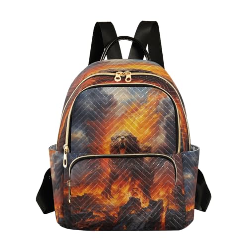 Sac à dos lion compact pour voyager léger avec un petit sac bandoulière artistique pour ado