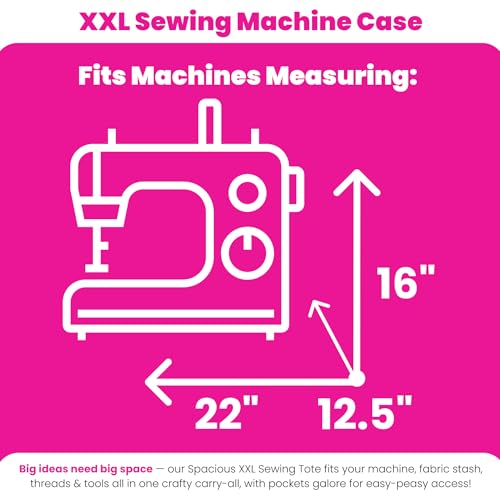 Everything Mary XXL Rolling Sewing Machine Case – Black Floral Wheeled Craft Bag – Compatible with Large Brother & Singer Machines – Durable Travel Storage Tote