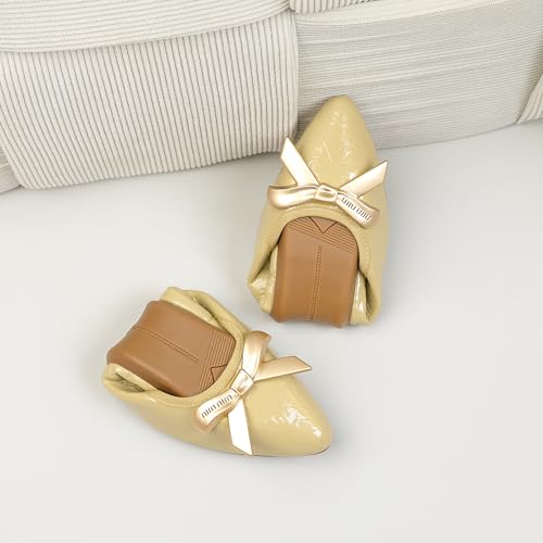 Unifizz Women's Pointed Toe Cute Bow Trim Ballet Flats Shoes2