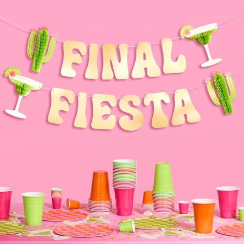 xo Fetti Final Fiesta 3D Pop Up Banner - 6 Ft. | Margarita Bachelorette Decoration Tequila Bach Party Sign Bride To Be Backdrop Desert Bridal Photobooth Supplies