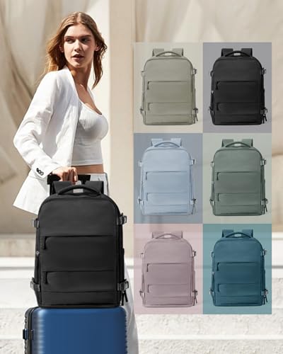 Image of coowoz Large Travel Backpack Carry On for Women Man Black Waterproof Gym Backpacks with Laptop Compartment Mochila de Viaje Teacher Personal Item Backpack Rucksack Airplane Accessories Must Haves
