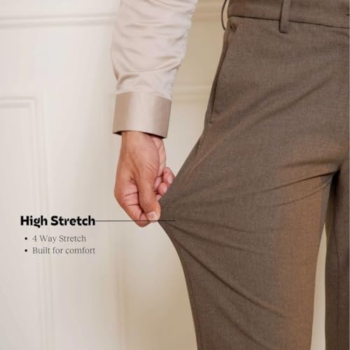 Image of SUBTRACT Slim-Fit Stretchable Lycra Formal Pants for Men with Flexible Waistband | Stylish Men's Wear Trousers for Office or Party |Dress Trouser Pant