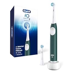 Oral-B Rechargeable Electric Toothbrush, iO2 Starter Kit, 3 Cleaning Modes, Automatic Pressure Sensor to Protect Gums, 2 Brush Heads, Forest Green