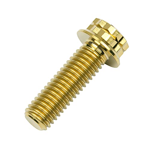 Image of Titanium Flange 12 Point Head M8 x15 20 25 30 35 40 45 50 55 60 65mm Screw Bolt Pack of 4 (M8x25mm, Gold)