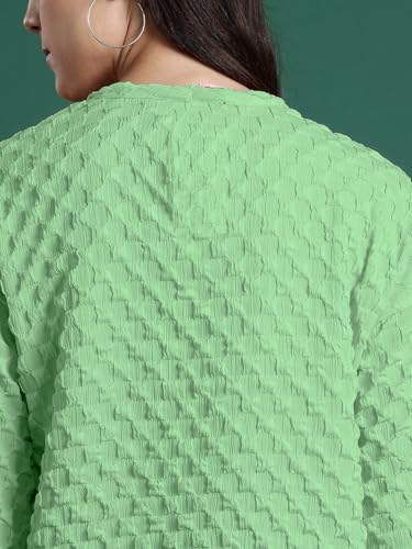 Image of Zilcon Womens Round Neck Drop Shoulder Crop top for Woman Half Sleeve Tops for Woman Stylish Western Bricks Wool Casual Crop Tops