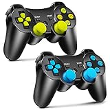 PS3 Controller 2 Pack Wireless 6-axis Double Shock Gaming Controller for Sony Playstation 3 with Motion Control, Charging Cord