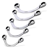 ABN Double Box Ratcheting Wrench Set - 5pc Half-Moon Shaped Metric Wrench Set Double Ended Wrench Set from 10 to 22mm