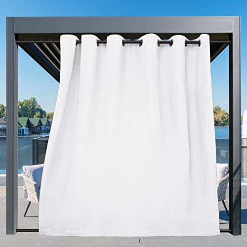 Image of Easy-Going Outdoor Curtains for Patio 1 Panel, 110x96 inch, White | Waterproof, Windproof, Weatherproof Privacy Outdoor Curtains for Cabanas Porches and Pergolas, Grommet Top and Tab Bottom