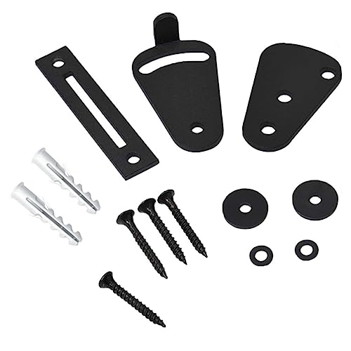 HOMSFOU Cerradura De Puerta De Granero De Acero Pestillo Corredizo y Enrollable, Bloqueo De Privacidad Para Puertas Interiores, Color Negro Mate, Juego De 13 Piezas, Uso Para Dormitorios y Baños