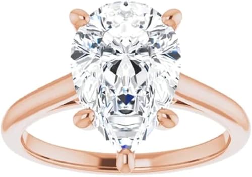 True Colorless 2CT-6CT Pear Cut Moissanite Engagement Rings for Women, Colorless Silver Moissanite Ring2