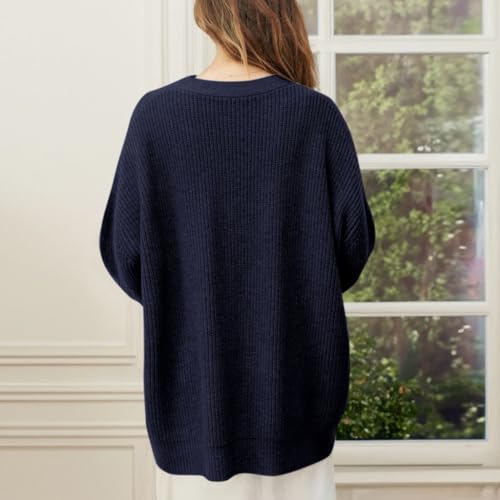 Women Casual Knitted Drape Cardigan Button Down Long Sleeve Sweater V Neck Open Front Loose Cardigan Duster Outwear3