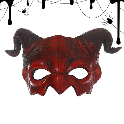 Máscara espeluznante | Halloween cuerno de oveja media máscara | accesorios de disfraces espeluznantes mascaradas de fiesta tocado para adultos fiesta carnaval fiesta