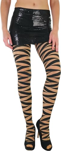 Image of ToBeInStyle Women's Strappy Zig Zag Lace Up Bandage Print Fashion Goth Tights