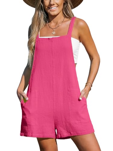 CUPSHE Damen Jumpsuit Baumwolle Latzhose Kurz Latzhose U-Ausschnitt Ärmellos Overall Casual Straight Leg Outfit Strample...