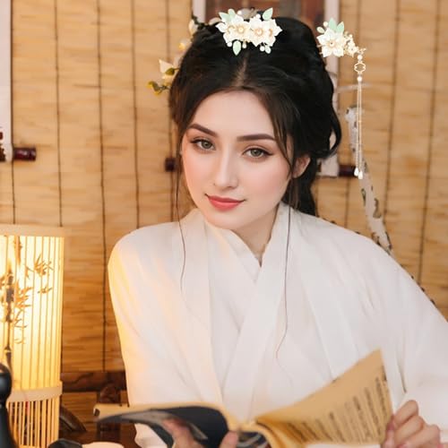 Amabro Chinese Hanfu Flower Hairpin Set - Image 2