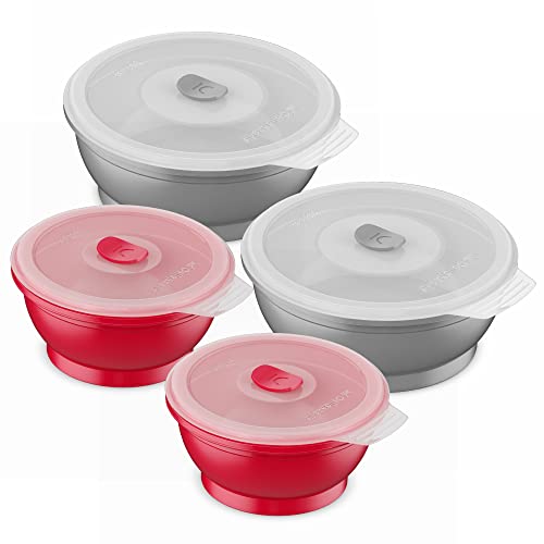 Collapse-it Silicone Food Storage Containers - BPA Free Airtight Silicone Lids, 4 Piece Set of 6-Cup & 4-Cup Collapsible Lunch Box Containers - Oven, Microwave, Freezer Safe