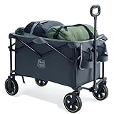 TIMBER RIDGE Carro Camping Plegable 200L con Portavasos Mango Ajustable Carro de Jardín para Todos los Terrenos Al Aire Libre Camping Compras Pesca Carga MAX 100kg