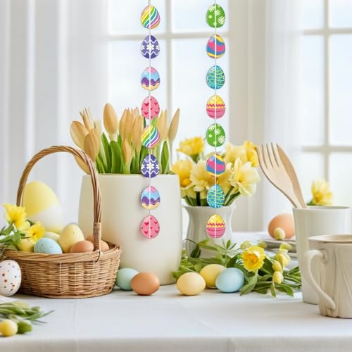 Guirnalda de huevos de Pascua con 8 serpentinas de papel para colgar 7