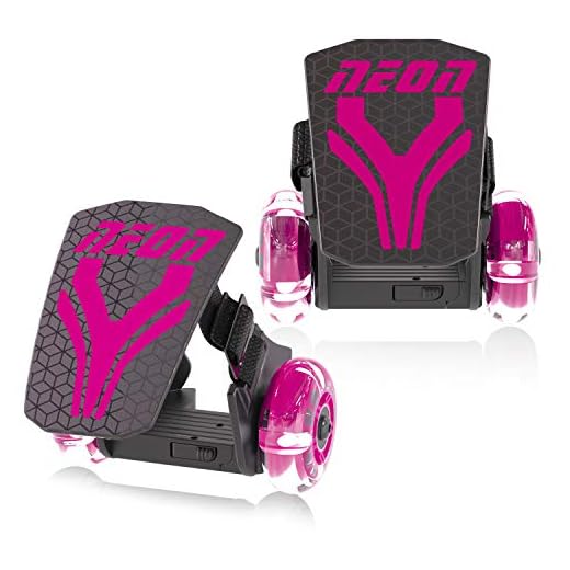 Neon Street Rollers | Flashing Heel Wheels Clip on Skates for Kids Age 6+ Years Old (Pink)