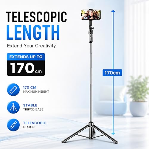 Image of CIRYCASE Phone Tripod, Flexible Tabletop & Travel Tripods with Wireless Remote, 360 Rotating Portable (Selfie Handle Grip)