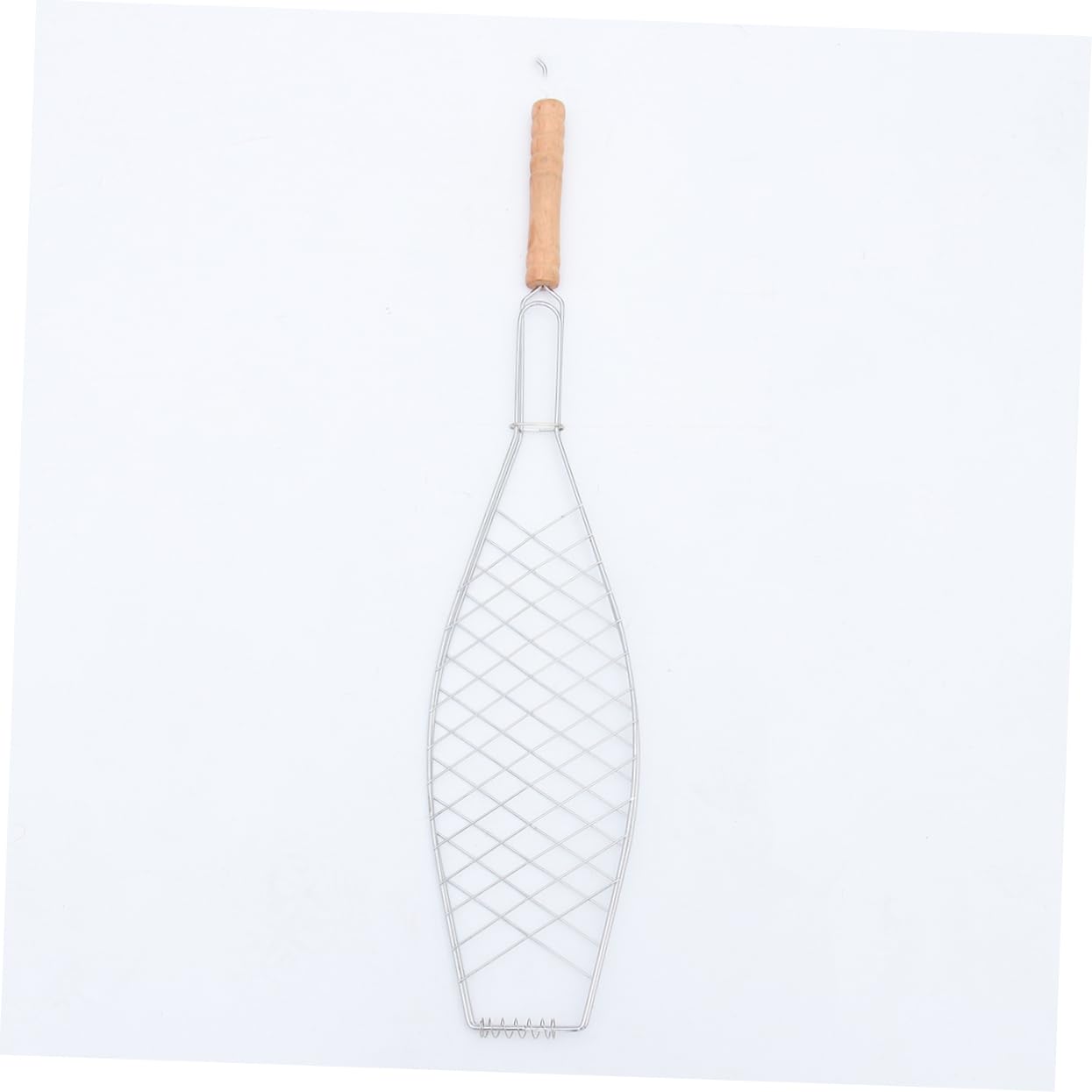 Clip per Griglia da Barbecue in Ferro Manico in Legno, 4 Pezzi | Rivestimento Antiaderente, per Pesce e Costine, Uso Outdoor e Campeggio