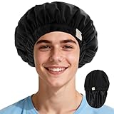 Years calm Duschhaube für Herren, wasserdicht, wiederverwendbar, modisches zweilagiges Design, verstellbares Gummiband für langes und lockiges Haar, XL-Bade- und Spa-Kappe für Reisen, mit Satin