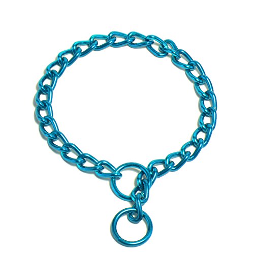 Platinum Pets Coated Chain Training Collar, 18-Inch by 3mm, Caribbean Teal