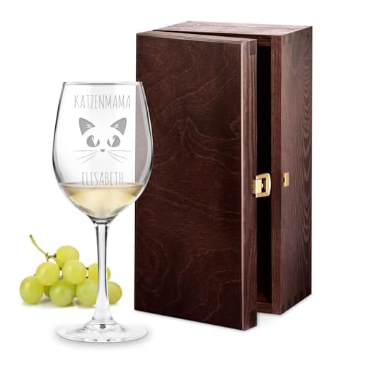 Maverton Weinglas mit Gravur 350 ml - personalisiert - Wein Glas für Rotwein Weißwein - Geschenk Geburtstag für Frauen Freundin - Katzenmama