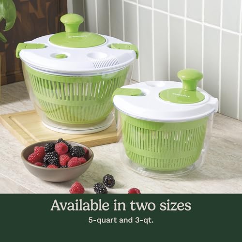 Cuisinart Large Spin Stop Salad Spinner- Wash, Spin & Dry Salad Greens, Fruits & Vegetables, 5qt, CTG-00-SAS1