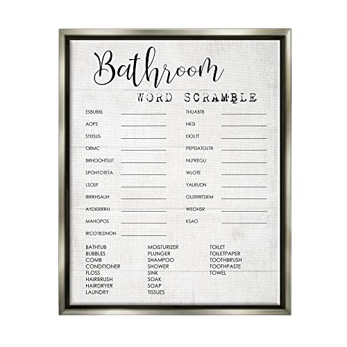 Bathroom Word Scramble Fun Family, 17 x 21 Inch Canvas in Floater Frame