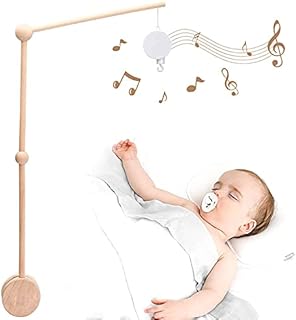 let's make Baby Crib Mobile Arm Wooden Holder 30 inch Beech Hangers with Rotating Music Box Nursery Decor Attachment Safe Anti Slip Set