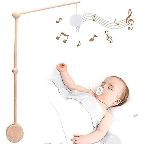 let's make Baby Crib Mobile Arm Wooden Holder 30 inch Beech Hangers with Rotating Music Box Nursery Decor Attachment Safe Anti Slip Set Cover