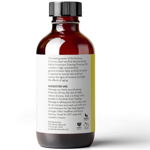 Pure Body Naturals Evening Primrose Oil - Liquid, Not Capsules - For Face, Skin And Hair, 4 Fl Oz #TOP5