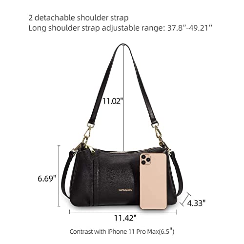 Image of DORIS&JACKY Leather Shoulder Handbags For Women Medium Designer Crossbody Purse And Bags With Two Detachable Straps